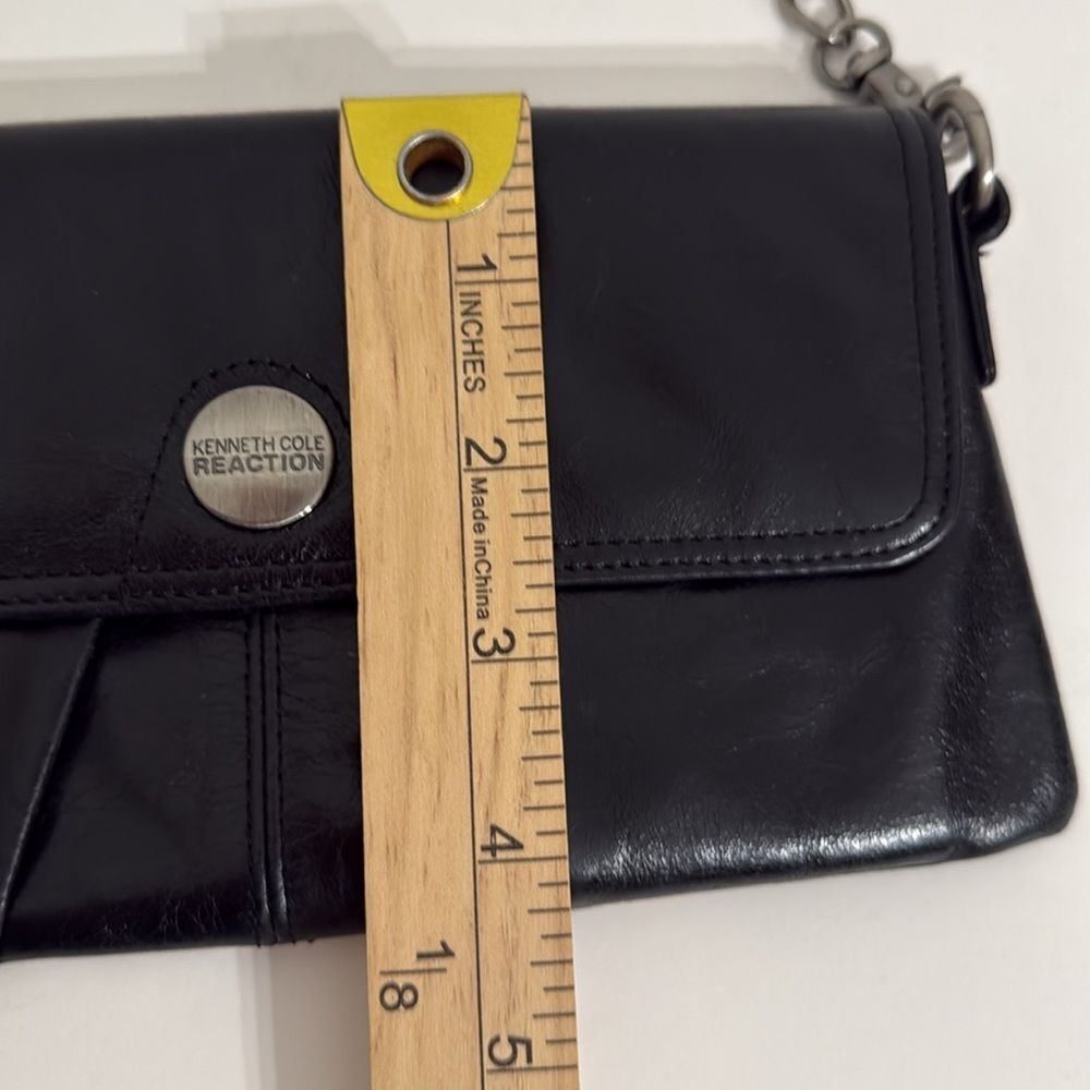 NEW KENNETH COLE Envelope Purse Black Genuine Leather Clutch - Picture 6 of 8